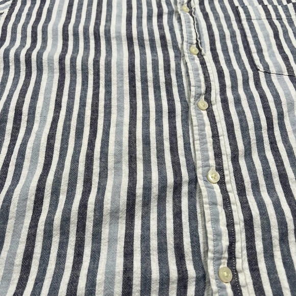 Goodfellow XXL Striped Linen Button Up Beach Shirt Blue and White - Picture 6 of 7